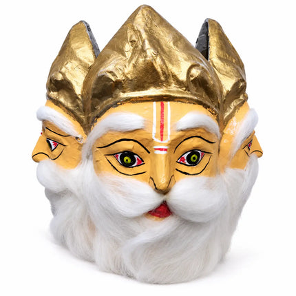 Three-quarter view of Brahma Mask crown and white beard