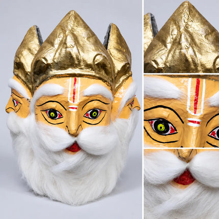 Close-up views of Brahma Mask crown and painted facial details
