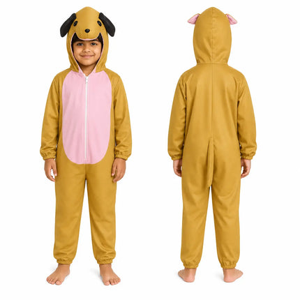 Brown Dog Animal Costume Jumpsuit with Floppy Ears Hood fancydresswale.com