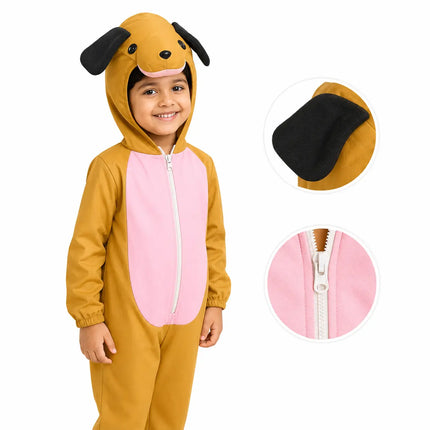 Brown Dog Animal Costume Jumpsuit with Floppy Ears Hood fancydresswale.com