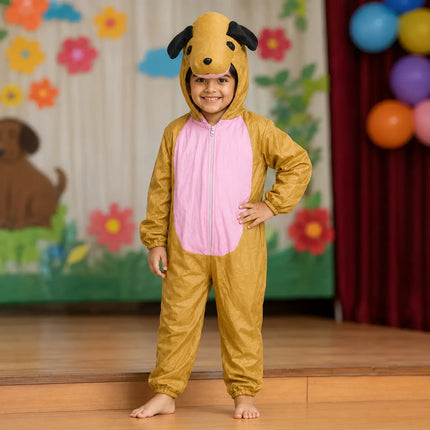 Brown Dog Animal Costume Jumpsuit with Floppy Ears Hood fancydresswale.com