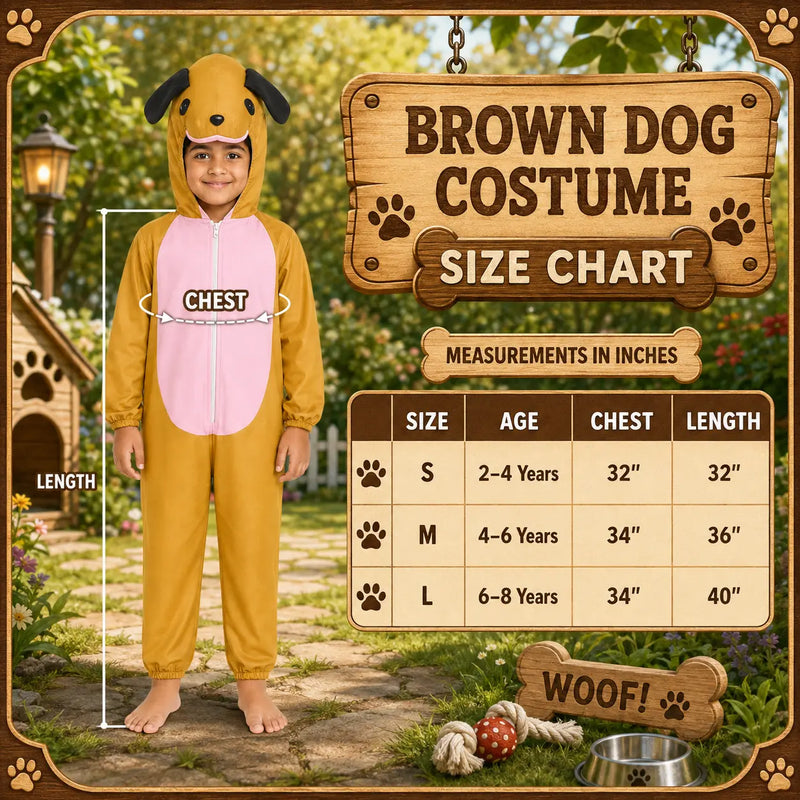 Brown Dog Animal Costume Jumpsuit with Floppy Ears Hood fancydresswale.com