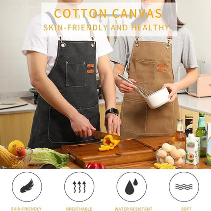Chef Aprons Canvas Cross Back Premium : Stylish Unisex Design with Spacious Pockets fancydresswale.com