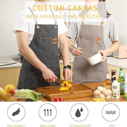 Chef Aprons Canvas Cross Back Premium : Stylish Unisex Design with Spacious Pockets fancydresswale.com