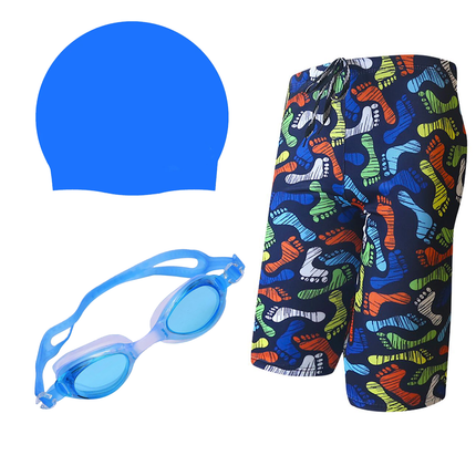 Fancydresswale Swimming kit for boys, Swimming short, Swimming goggle and silicon cap- 11 designs- free size fits to 60-75kg fancydresswale.com