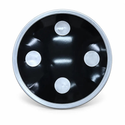 Chalu Dhaal round black costume shield with silver-tone rim and four studs