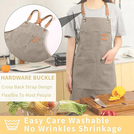 Chef Aprons Canvas Cross Back Premium : Stylish Unisex Design with Spacious Pockets fancydresswale.com