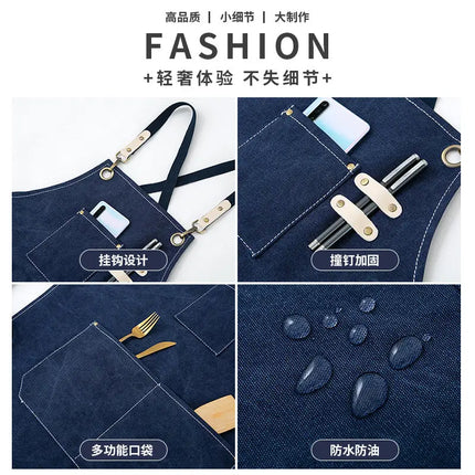 Chef Aprons Canvas Cross Back Premium : Stylish Unisex Design with Spacious Pockets fancydresswale.com