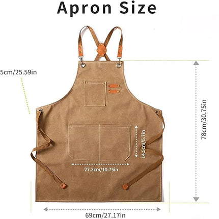 Chef Aprons Canvas Cross Back Premium : Stylish Unisex Design with Spacious Pockets fancydresswale.com