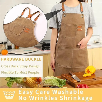 Chef Aprons Canvas Cross Back Premium : Stylish Unisex Design with Spacious Pockets fancydresswale.com