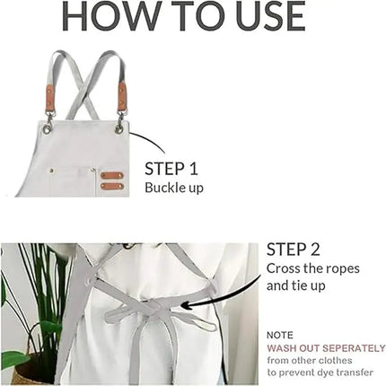 Chef Aprons Canvas Cross Back Premium : Stylish Unisex Design with Spacious Pockets fancydresswale.com