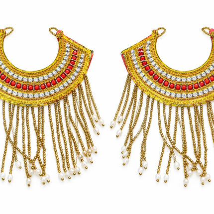 Chik – Golden Crescent Costume Necklace with Beaded Drops (Pack of 2) fancydresswale.com