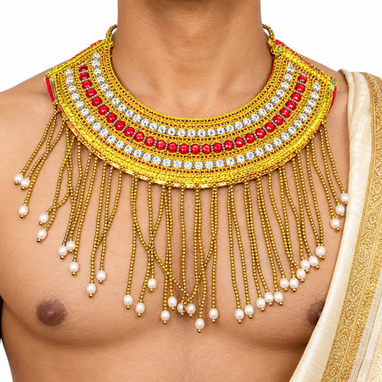 Chik – Golden Crescent Costume Necklace with Beaded Drops (Pack of 2) fancydresswale.com