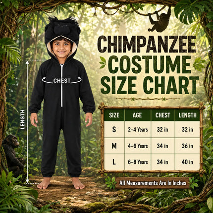 Chimpanzee Fancy Dress Costume – Cute Monkey Animal Jumpsuit with Attached Hood fancydresswale.com