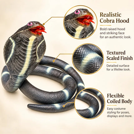 Cobra raised hood face and scale texture close-ups