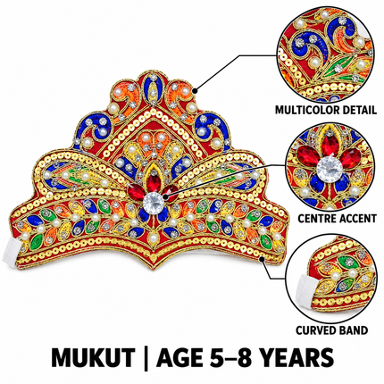 Multicolor Handmade Floral Mukut Crown for Kids – Pack of 6