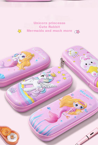 Fancydresswale Pencil Box 3D Pencil Pouch and Stationery Set Large Capacity for Boys and Girls (Unicorn Princess)