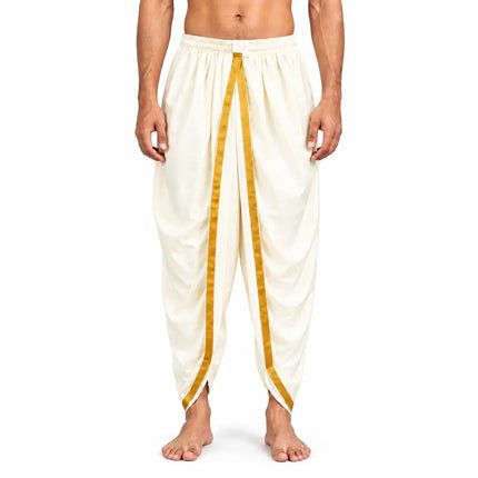 AI adult model cream dhoti worn hero view