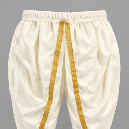 Cream dhoti waistband close-up