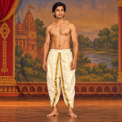 AI adult model cream dhoti Ramleela stage preview