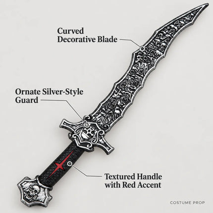 Crocked Sword decorative blade, ornate guard and red handle accent