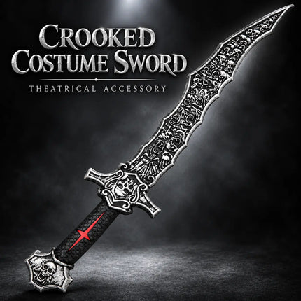 Crocked Sword theatrical accessory on a dark display background