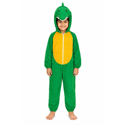 Crocodile Costume for Kids – Green Dino Jumpsuit with Tail & Hood | Fancy Dress for 2.5–8 Years fancydresswale.com