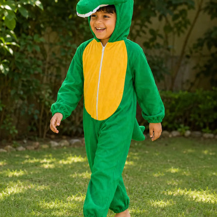 Crocodile Costume for Kids – Green Dino Jumpsuit with Tail & Hood | Fancy Dress for 2.5–8 Years fancydresswale.com