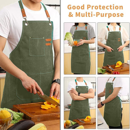 Chef Aprons Canvas Cross Back Premium : Stylish Unisex Design with Spacious Pockets fancydresswale.com