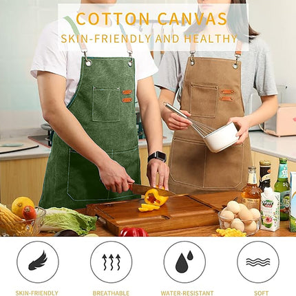 Chef Aprons Canvas Cross Back Premium : Stylish Unisex Design with Spacious Pockets fancydresswale.com