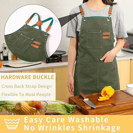 Chef Aprons Canvas Cross Back Premium : Stylish Unisex Design with Spacious Pockets fancydresswale.com