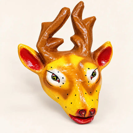 Angled view of Deer Mask with pointed ears and elongated muzzle