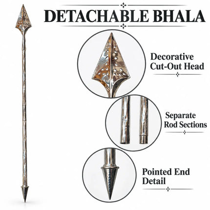 Detachable Silver-Tone Bhala with Decorative Cut-Out Head for Fancy Dress fancydresswale.com