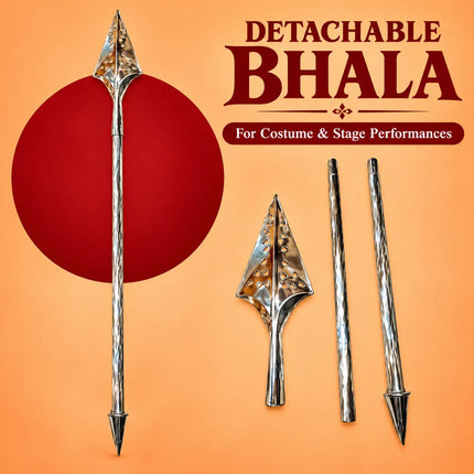 Detachable Silver-Tone Bhala with Decorative Cut-Out Head for Fancy Dress fancydresswale.com