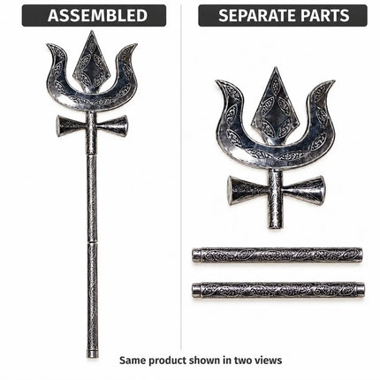 Detachable Silver-Tone Trishul with Damru Detail – Costume Prop fancydresswale.com