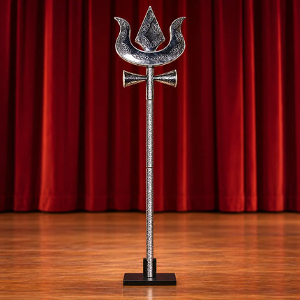 Detachable Silver-Tone Trishul with Damru Detail – Costume Prop fancydresswale.com