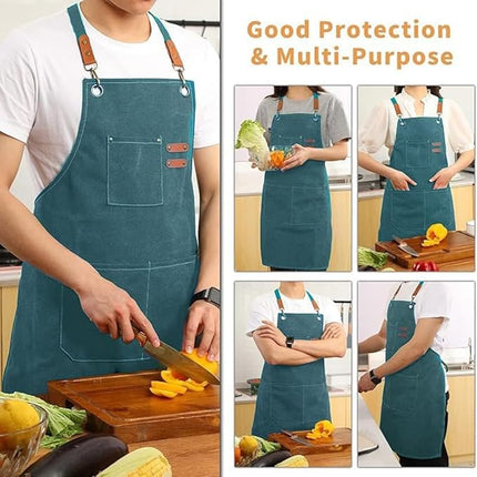 Chef Aprons Canvas Cross Back Premium : Stylish Unisex Design with Spacious Pockets fancydresswale.com