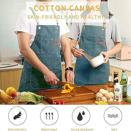 Chef Aprons Canvas Cross Back Premium : Stylish Unisex Design with Spacious Pockets fancydresswale.com