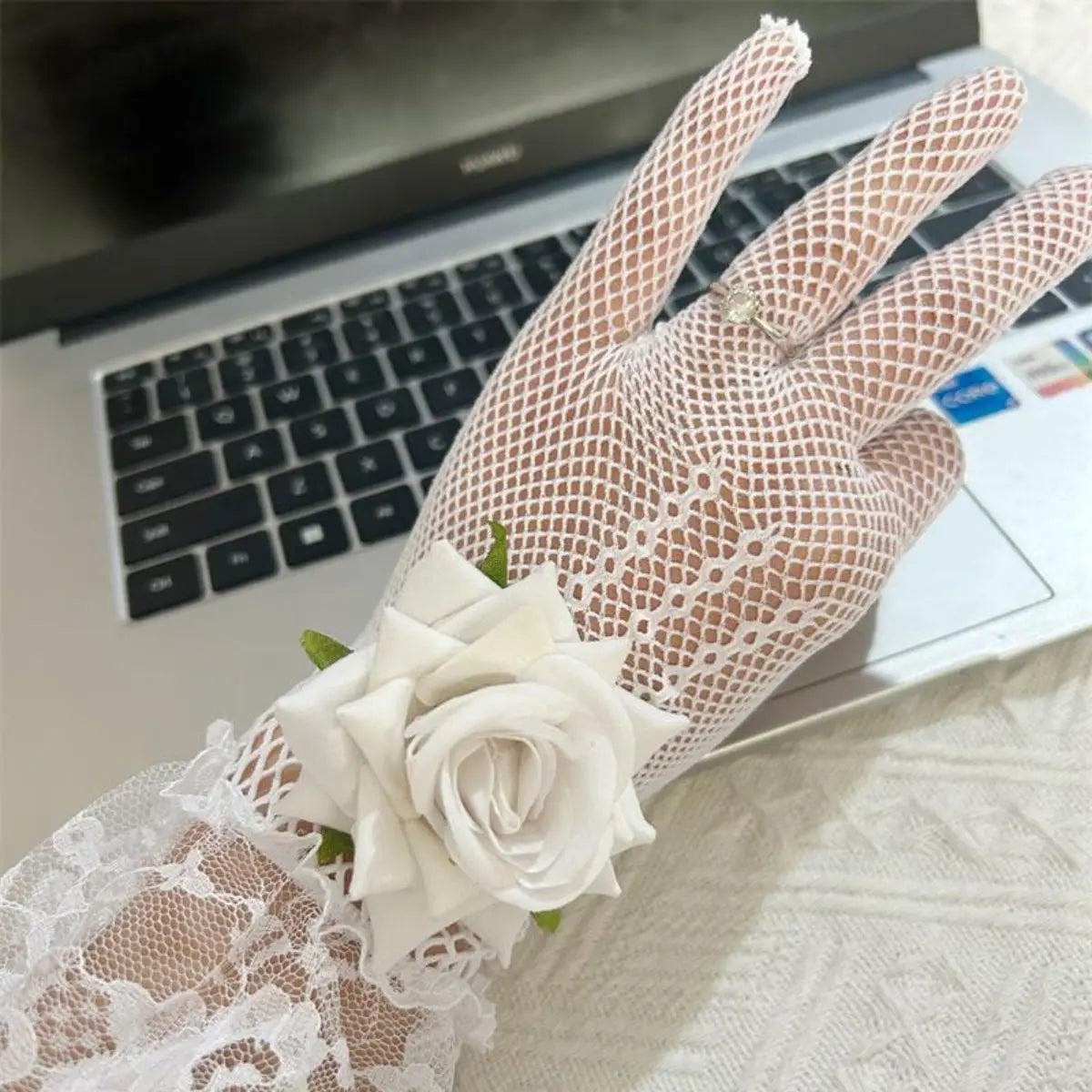 Wedding Gloves Elegant Lace Fishnet for Your Special Day
