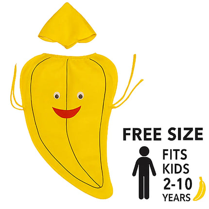 FancyDressWale Banana Fruit Costume with Green Jumpsuit for Kids | Fancy Dress for School Competitions, Fruit Day & Stage Shows (2–10 Years) fancydresswale.com
