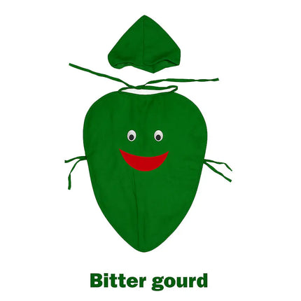 FancyDressWale Bitter Gourd Fruit Costume with Green Jumpsuit for Kids 🥒 – Fancy Dress for Fruit Day, Competitions & Stage Performances Fancydresswale