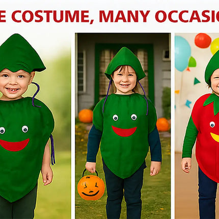 FancyDressWale Bitter Gourd Fruit Costume with Green Jumpsuit for Kids 🥒 – Fancy Dress for Fruit Day, Competitions & Stage Performances Fancydresswale