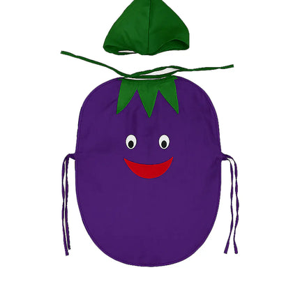 FancyDressWale Brinjal Vegetable Costume with Green Jumpsuit for Kids 🍆 – Fancy Dress for Vegetable Day, School Competitions & Stage Performances Fancydresswale