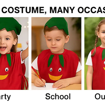 FancyDressWale Cherry Fruit Costume with Green Jumpsuit for Kids | Fancy Dress for School Competitions, Fruit Day & Stage Shows (2–10 Years) fancydresswale.com