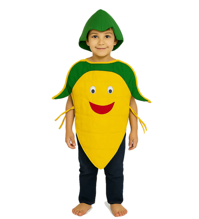 FancyDressWale Corn Vegetable Costume with Green Jumpsuit for Kids 🌽 – Fancy Dress for Vegetable Day, School Competitions & Stage Performances Fancydresswale