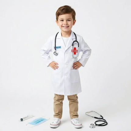 FancyDressWale Doctor fancy dress for Girls and Boys with Strethoscope, Mask, Syringe and Name badge fancydresswale.com