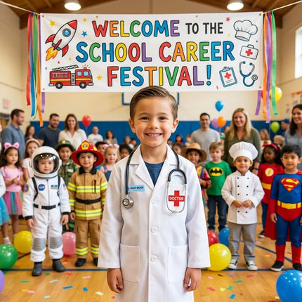 FancyDressWale Doctor fancy dress for Girls and Boys with Strethoscope, Mask, Syringe and Name badge fancydresswale.com