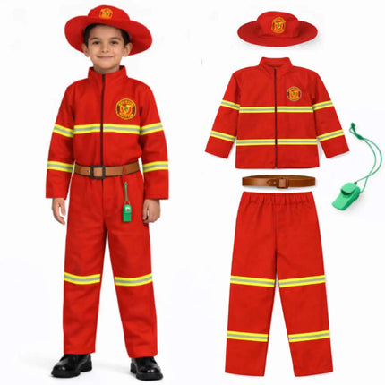 FancyDressWale Fireman Costume for Kids – Firefighter Dress with Hat, Belt & Whistle | Community Helper Fancy Dress for Boys & Girls (2–8 Years) fancydresswale.com