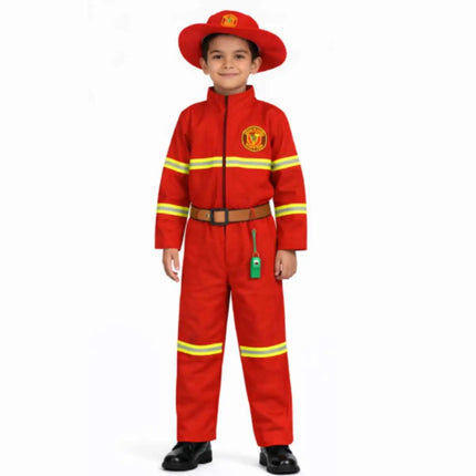 FancyDressWale Fireman Costume for Kids – Firefighter Dress with Hat, Belt & Whistle | Community Helper Fancy Dress for Boys & Girls (2–8 Years) fancydresswale.com
