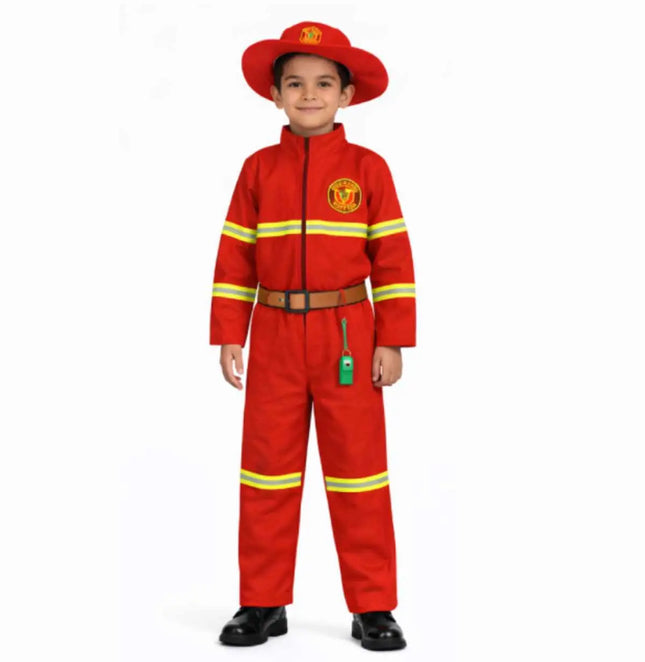 FancyDressWale Fireman Costume for Kids – Firefighter Dress with Hat, Belt & Whistle | Community Helper Fancy Dress for Boys & Girls (2–8 Years) fancydresswale.com